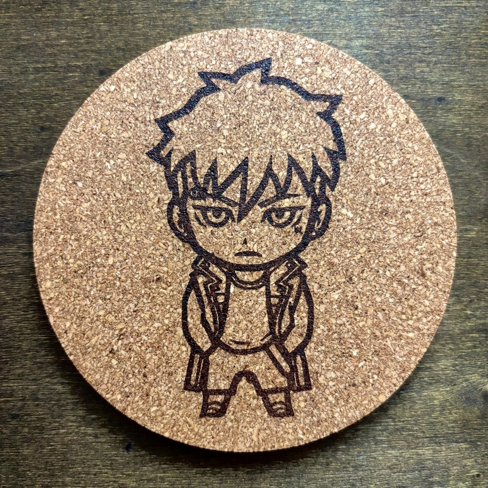 Boruto Kawaki Chibi Style Laser Engraved Cork Coaster